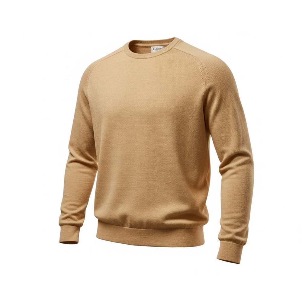 L.L.Bean Men's Cotton-Cashmere Crewneck Sweater Toffee Quiet Luxury Minimalist